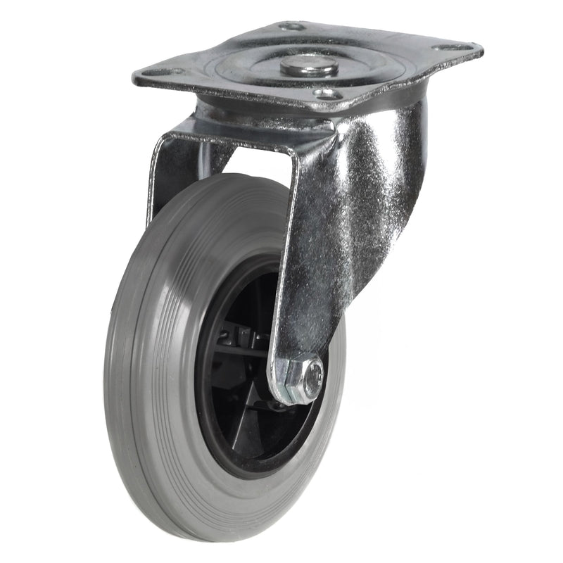 Light Duty Top Plate Castors  Get Me Packaging Swivel 50 Grey Rubber Tyred