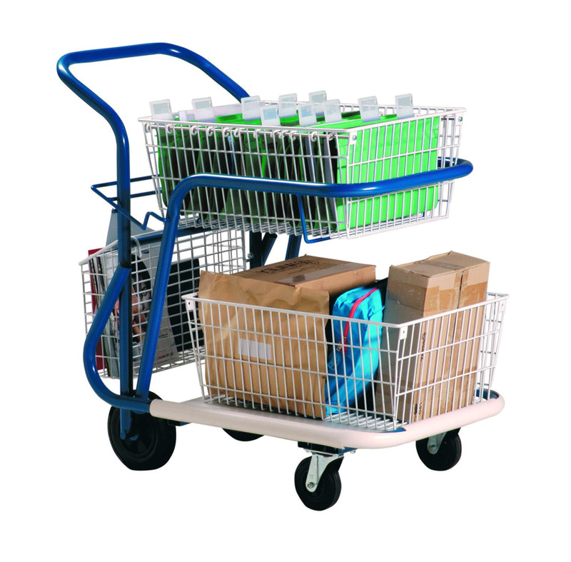 Mail Distribution Trolleys  Get Me Packaging Mail Trolley with Tilting Upper Basket  