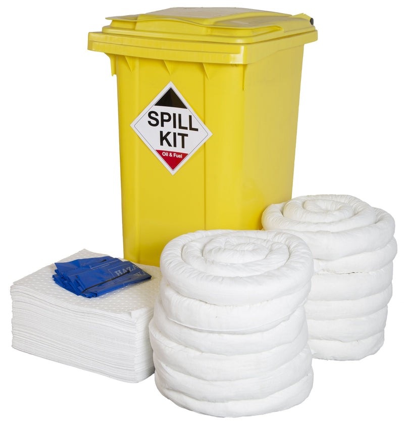 Workshop Spill Kit with Wheeled Bin  Get Me Packaging Chemical Kit  