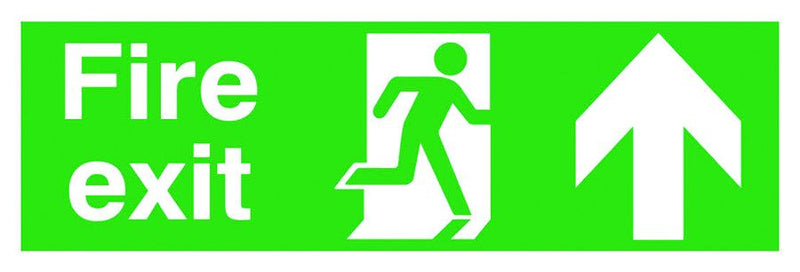 Fire Exit & Emergency Signs  Get Me Packaging FIRE EXIT - (Arrow Up) - 150 x 450 mm 1mm Rigid Plastic 