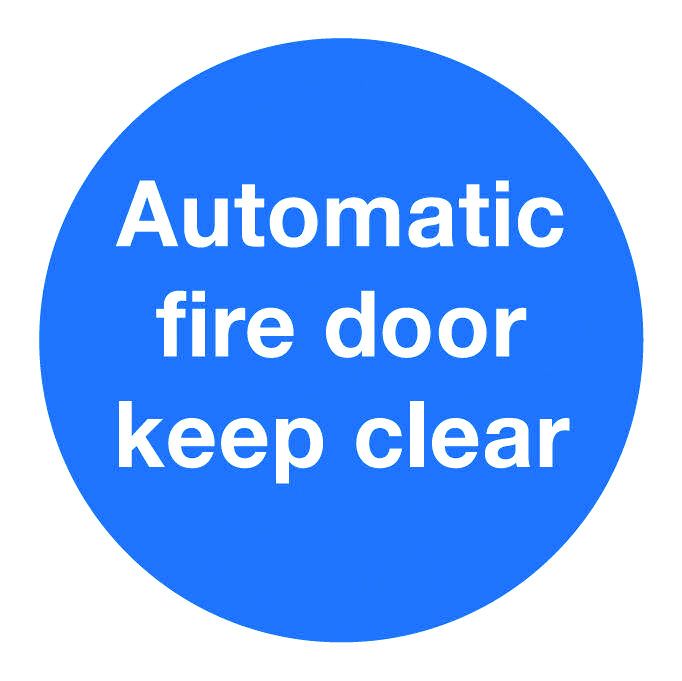 Fire Exit & Emergency Signs  Get Me Packaging AUTOMATIC FIRE DOOR KEEP CLEAR - 100 x 100mm 1mm Rigid Plastic 