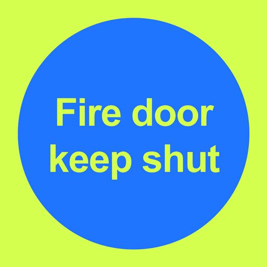 Photoluminescent Signs  Get Me Packaging PHOTOLUMINESCENT - FIRE DOOR KEEP SHUT - 100 x 100mm 1mm Rigid Plastic 