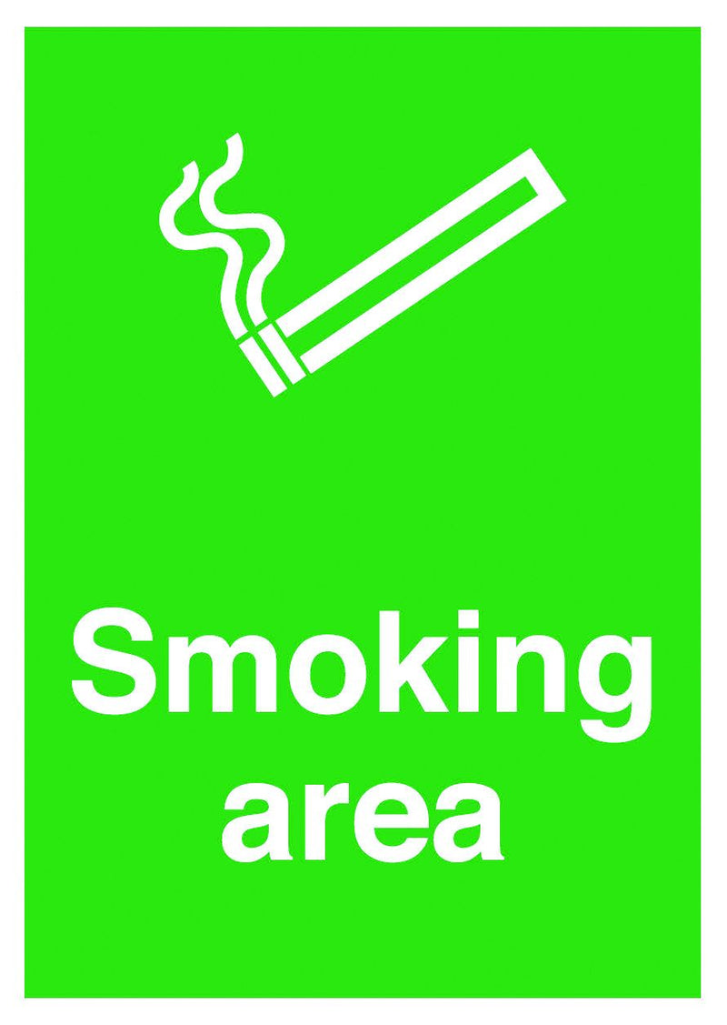 Prohibition Signs  Get Me Packaging SMOKING AREA 1mm Rigid Plastic 210 x 148