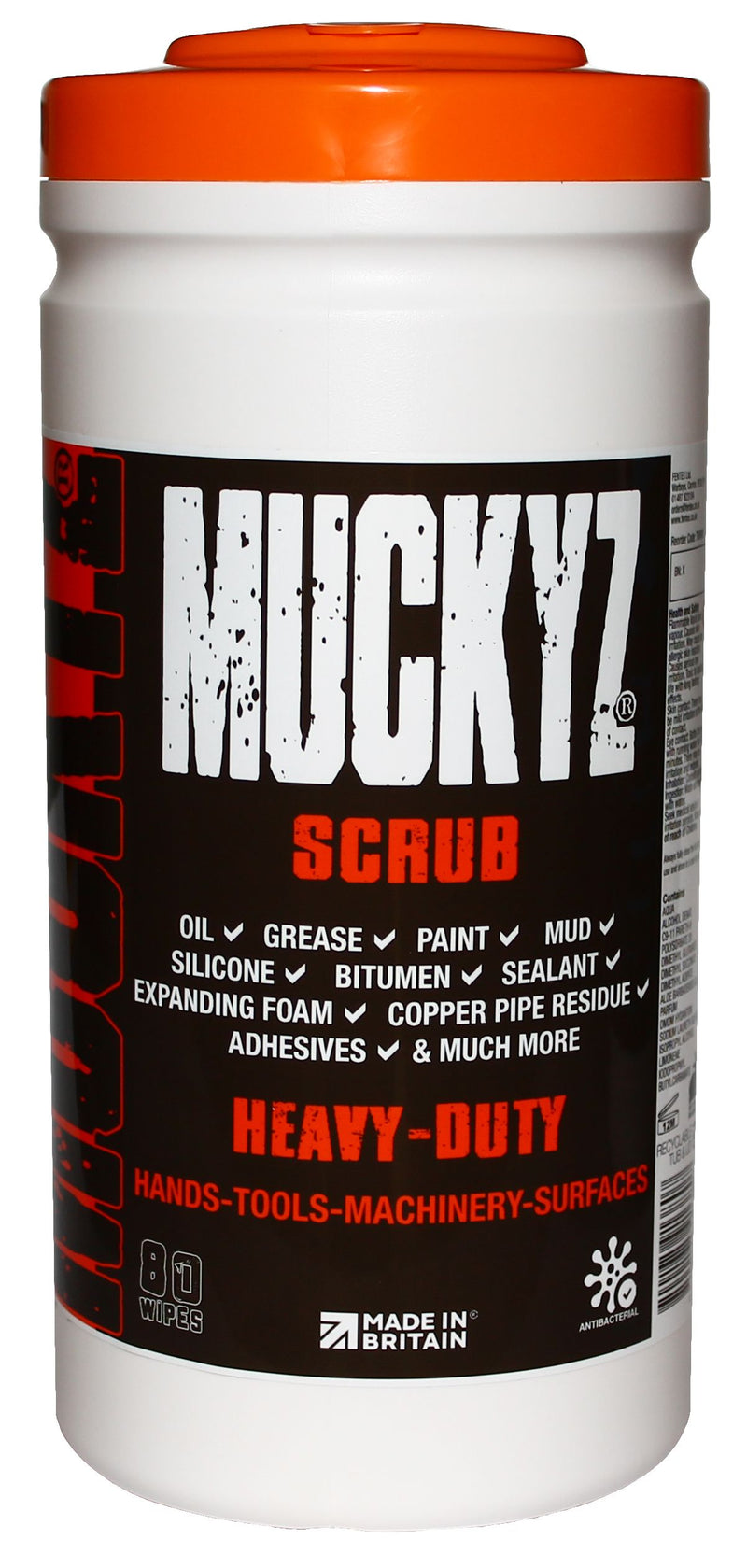 MUCKYZ Wipes  Get Me Packaging Case of 6 x 2 litre tubs of 80 MUCKYZ Scrub Wipes  