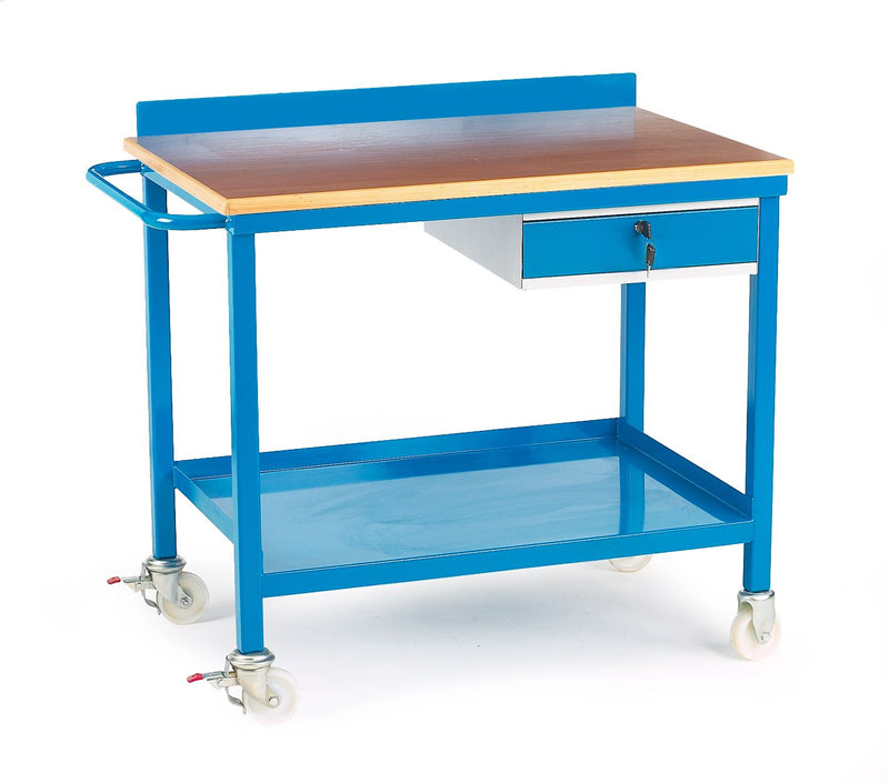 Mobile Work Benches  Get Me Packaging Mobile Work Bench with Single Drawer 18mm Plywood Work Top 