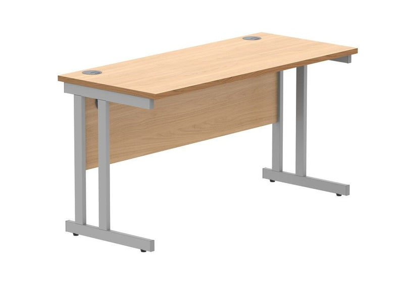 Core Twin Upright Rectangular Desk  Get Me Packaging 1400 x 600 x 730 Canadian Oak Silver