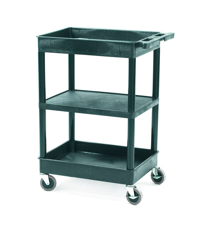 Plastic Multi-Purpose Trolleys  Get Me Packaging Top & Bottom Storage Trays with Middle Flat Shelf  