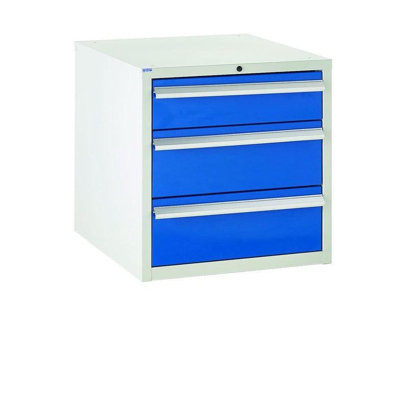 Euroslide Superbench Drawer Cabinets  Get Me Packaging 3 Drawer 1x150mm 2x200mm Blue 