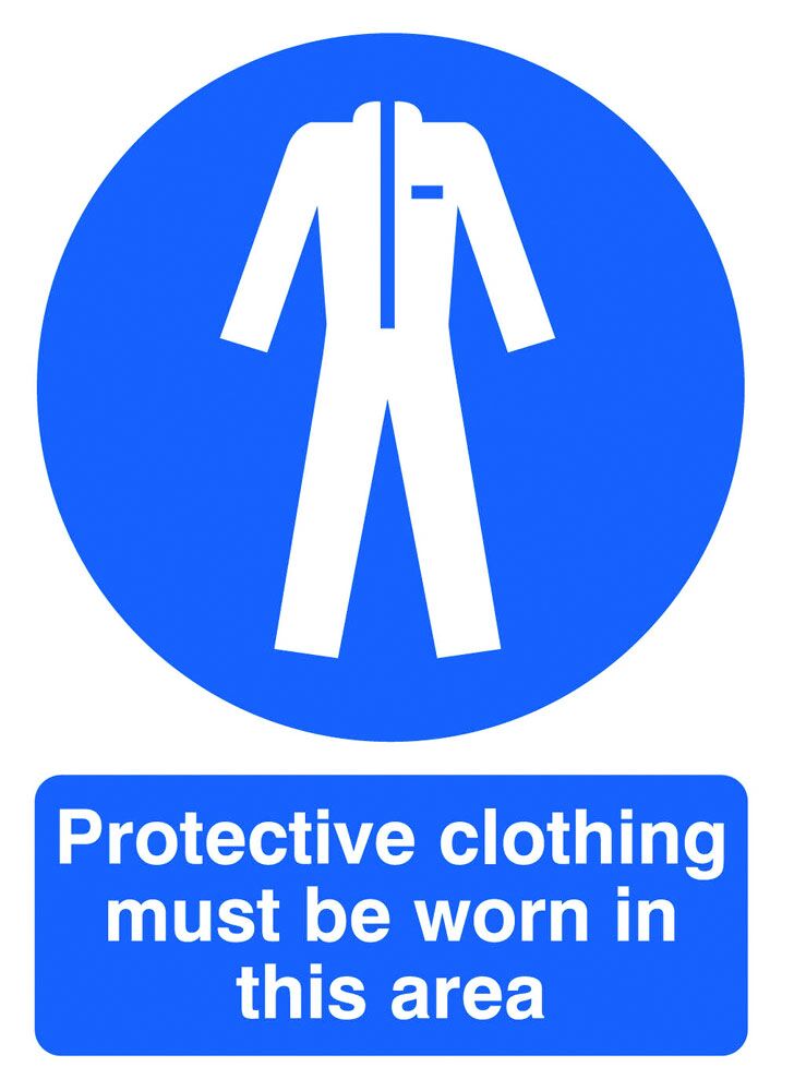 Mandatory Signs  Get Me Packaging Protective Clothing Must Be Worn In This Area 1mm Rigid Plastic 210 x 148