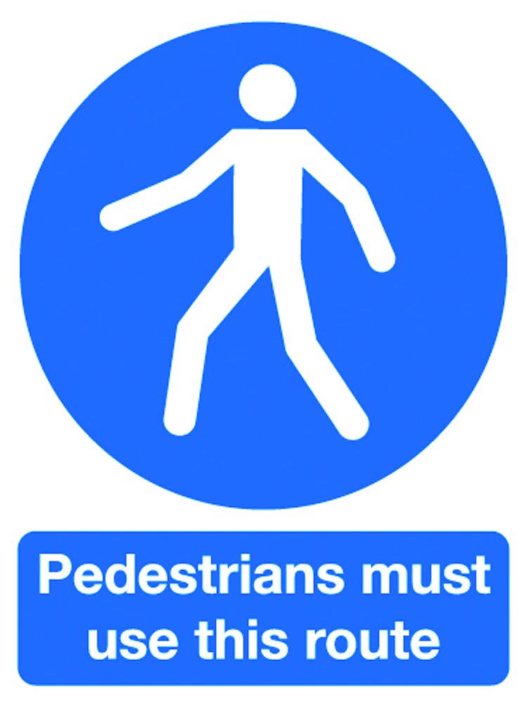 Mandatory Signs  Get Me Packaging Pedestrians Must Use This Route 1mm Rigid Plastic 210 x 148