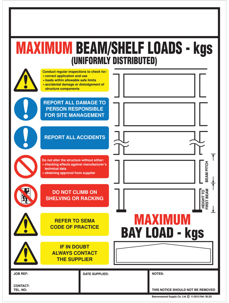 Weight Load Notices  Get Me Packaging Portrait Pallet Racking  