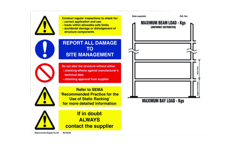 Weight Load Notices  Get Me Packaging Landscape Pallet Racking  