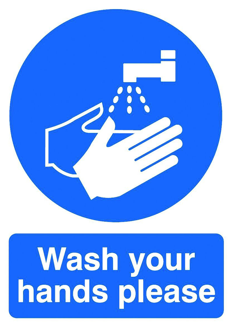 Mandatory Signs  Get Me Packaging Wash Your Hands Please 1mm Rigid Plastic 210 x 148