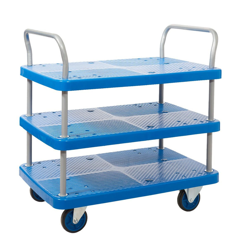 Proplaz Blue Platform Trolleys  Get Me Packaging Three tier trolley 900 x 600 x 730 