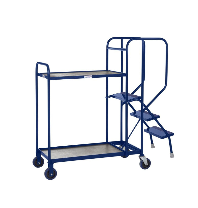 Apollo UK Stepped Picking Trolleys  Get Me Packaging Timber 2 Blue