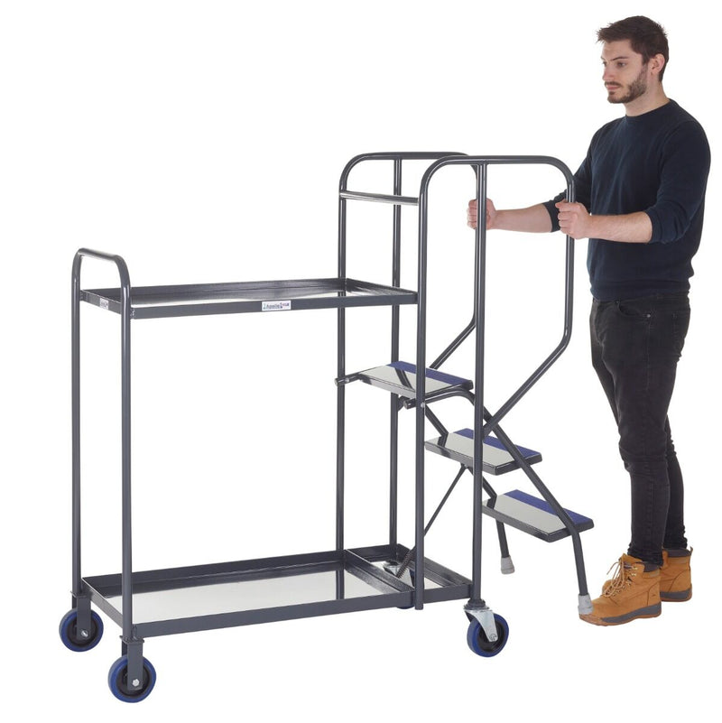 Apollo UK Stepped Picking Trolleys  Get Me Packaging Steel 2 Grey