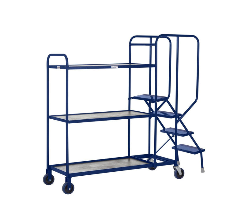 Apollo UK Stepped Picking Trolleys  Get Me Packaging Timber 3 Blue