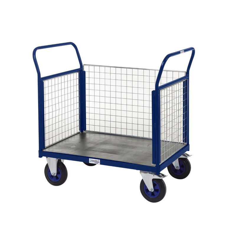 Apollo UK Platform Trucks - Mesh Ends & Sides  Get Me Packaging 1000 x 700 Double Mesh End & 1 Mesh Side Blue