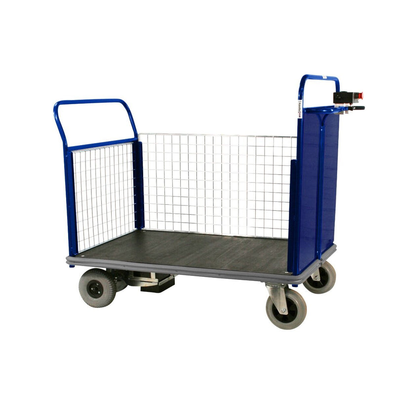 Apollo UK Powered Platform Trucks - Mesh End & Sides  Get Me Packaging 1200 x 800 1 Mesh Side & Opposite End Blue