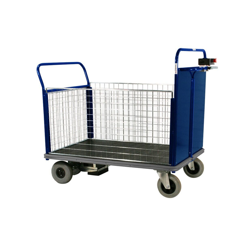 Apollo UK Powered Platform Trucks - Mesh End & Sides  Get Me Packaging 1000 x 700 2 Mesh Sides & Opposite End Blue