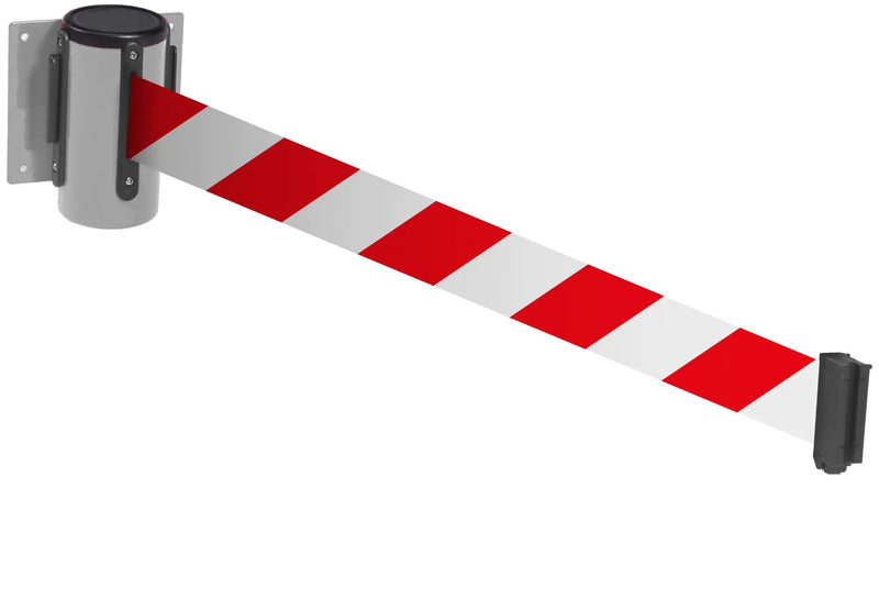 Wall Mounted Belt Barriers - Chevron belt  Get Me Packaging   