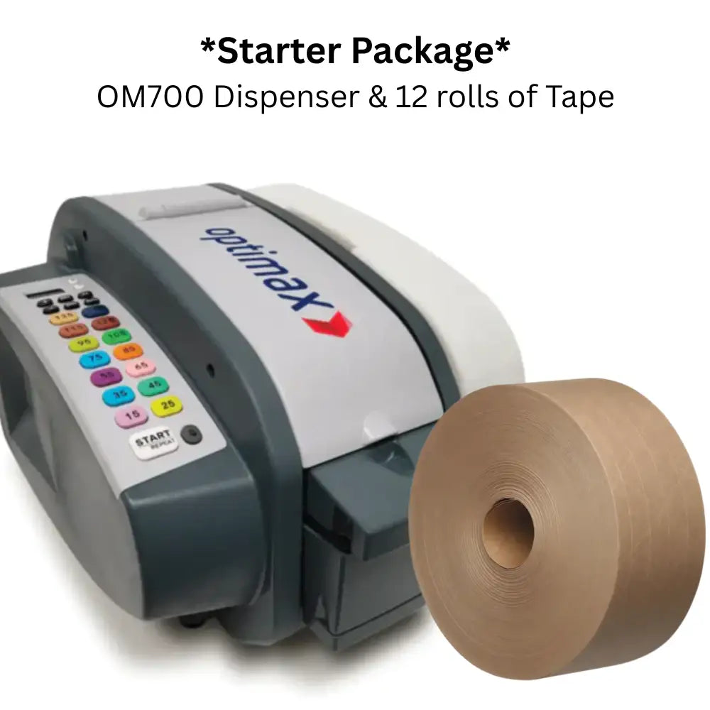 Optimax om700 electronic gummed paper tape dispenser & 12 rolls