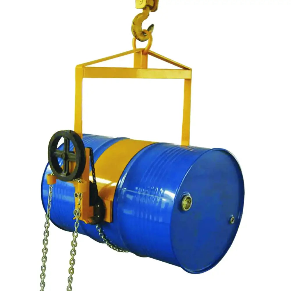 Overhead drum lifter - geared chain control