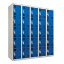 Perforated door charging lockers with a standard plug