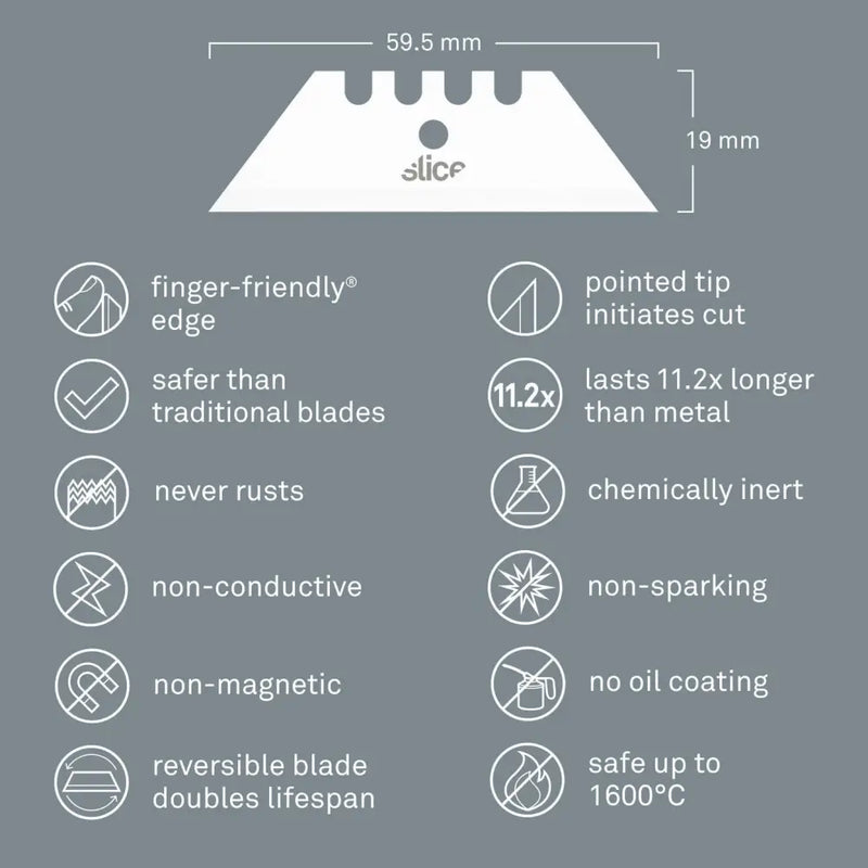 Pointed tip ceramic utility blades by slice
