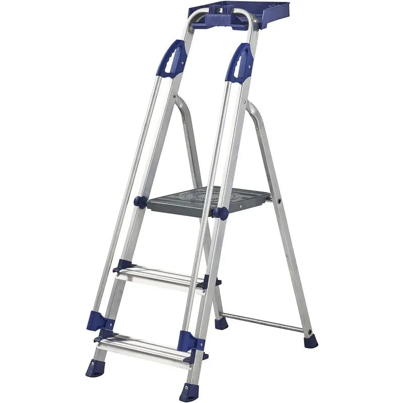 Professional aluminium folding steps with tool tray