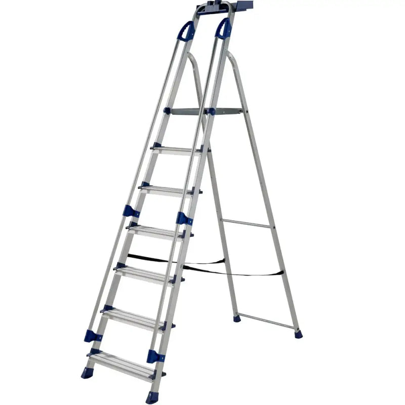 Professional aluminium folding steps with tool tray
