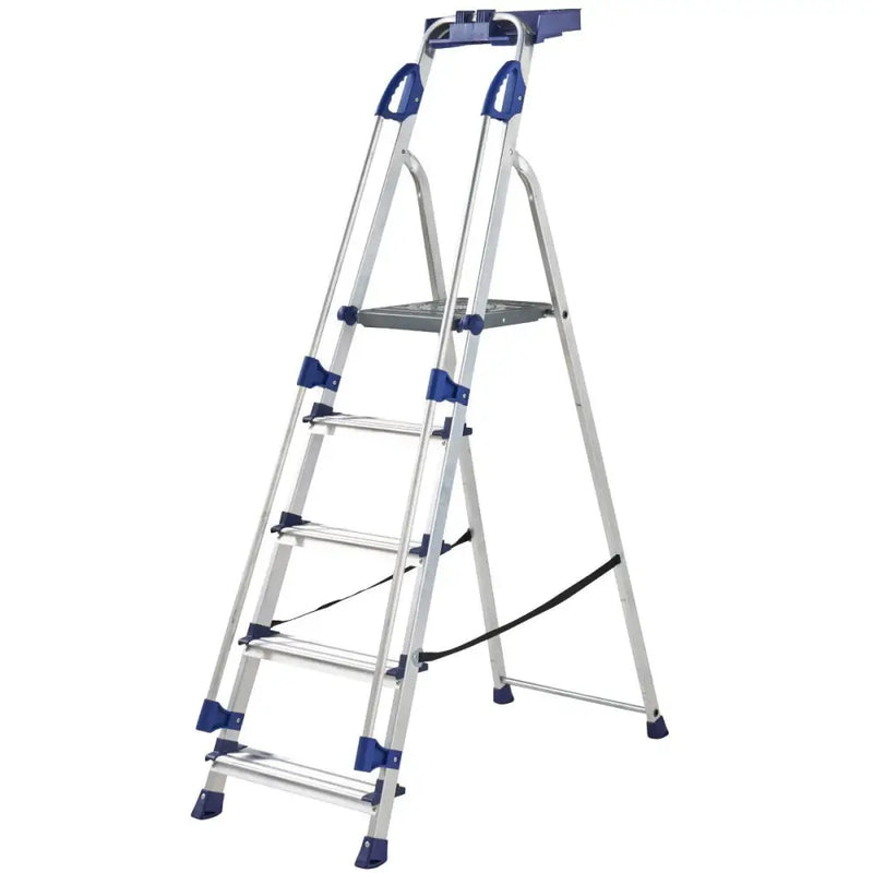 Professional aluminium folding steps with tool tray