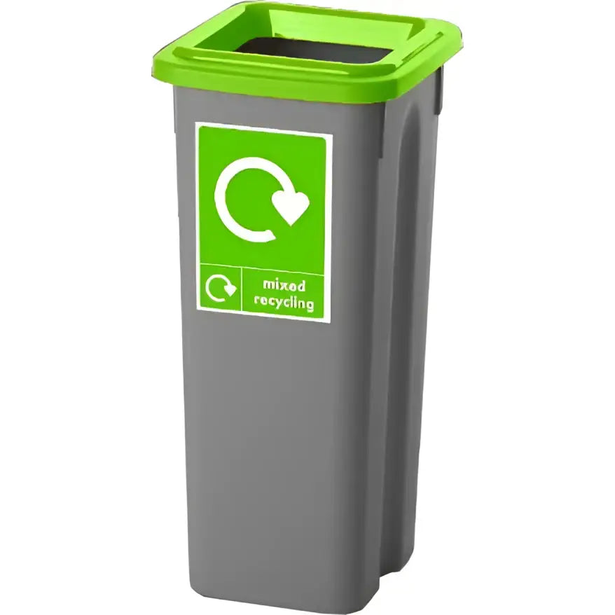 Recycling bins with coloured lids