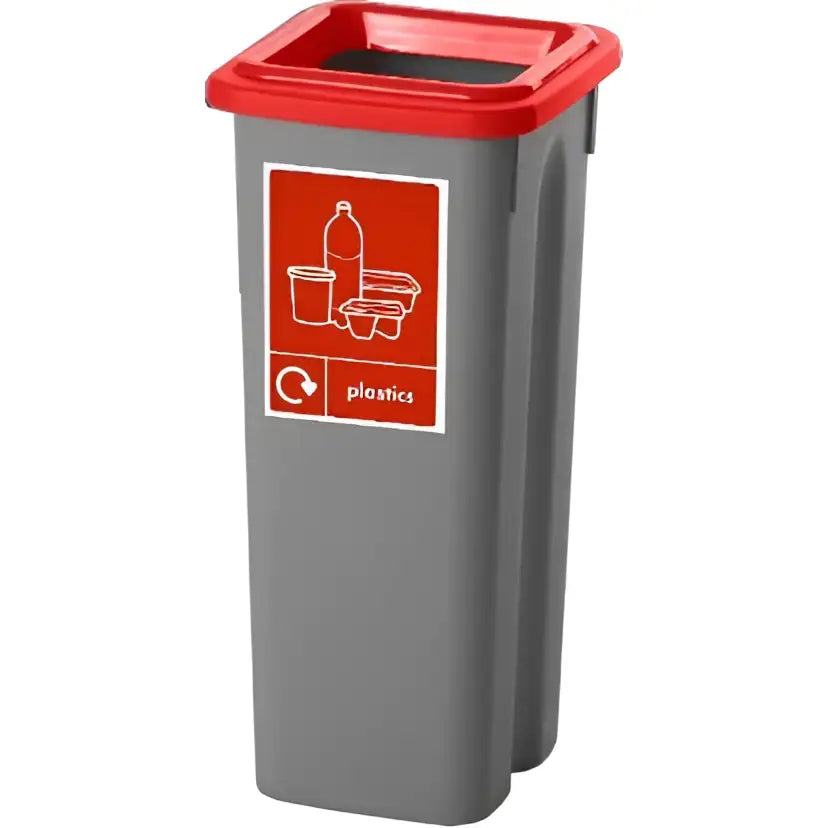 Recycling bins with coloured lids