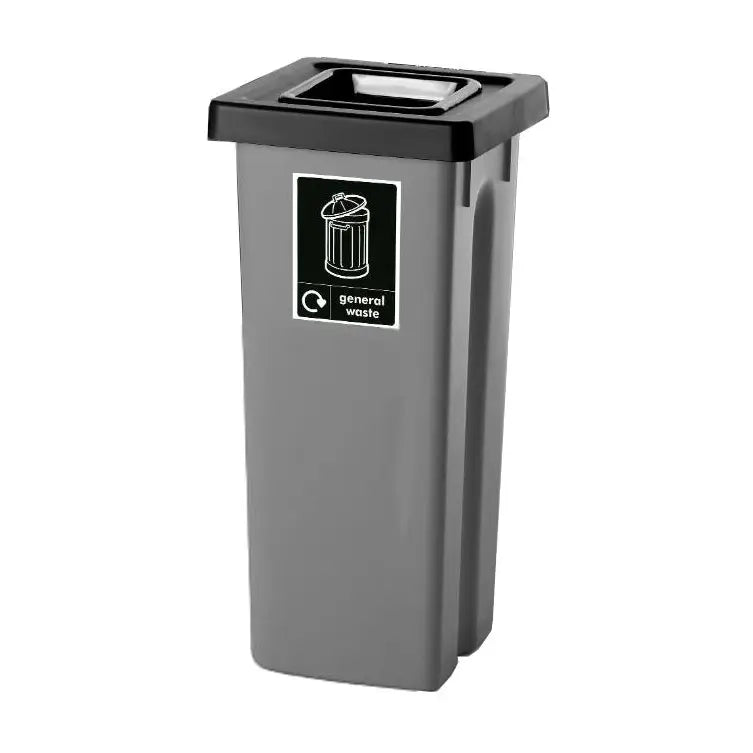 Recycling bins with coloured lids