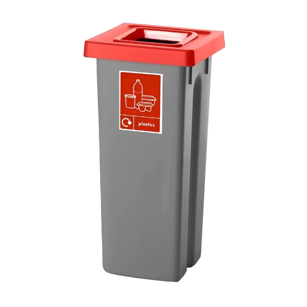 Recycling bins with coloured lids