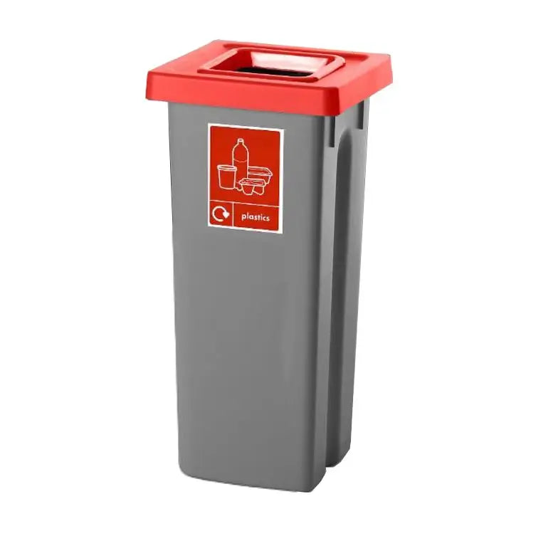 Recycling bins with coloured lids