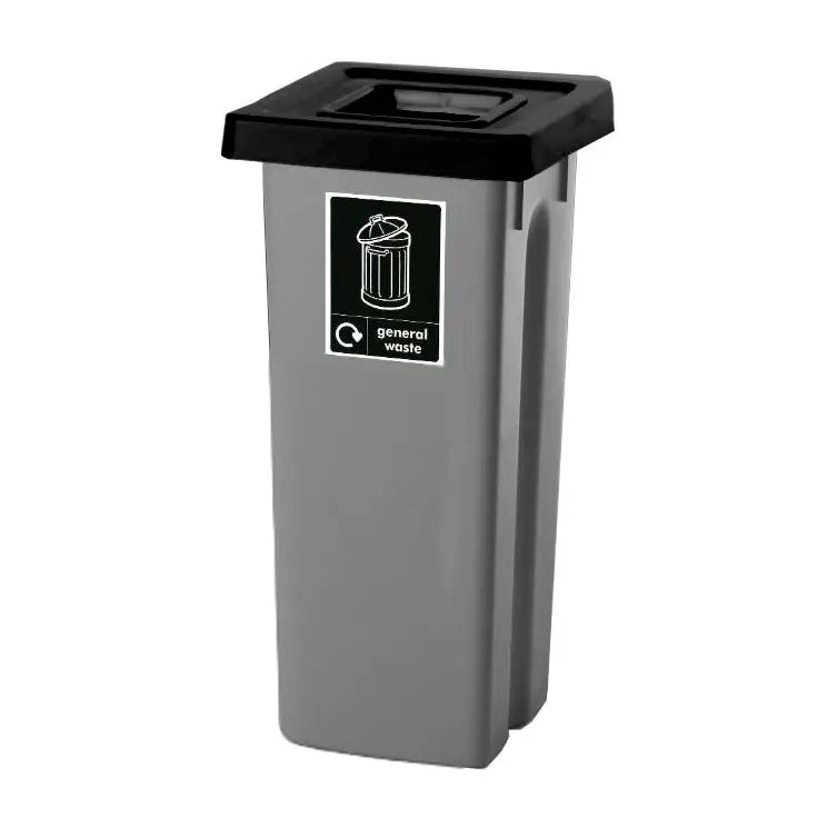 Recycling bins with coloured lids