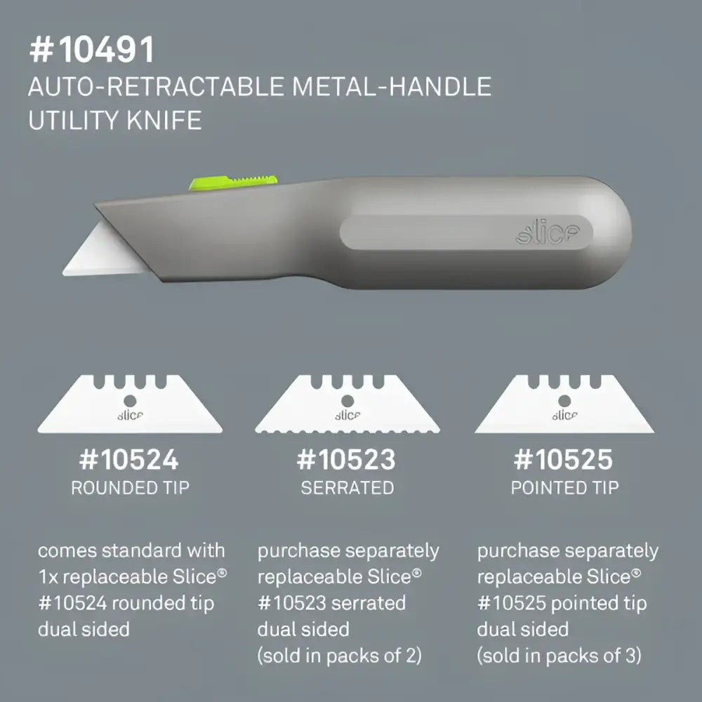 Slice auto-retractable metal body warehouse utility knife x 12