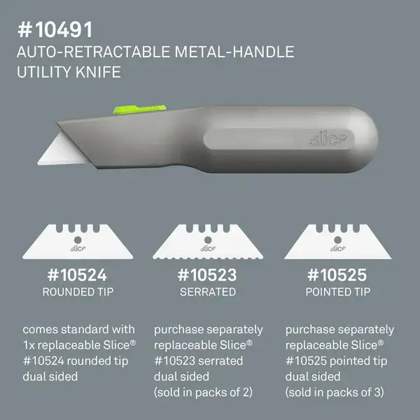 Slice auto-retractable metal body warehouse utility knife x 12