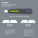 Slice auto-retractable utility knife rounded tip blade