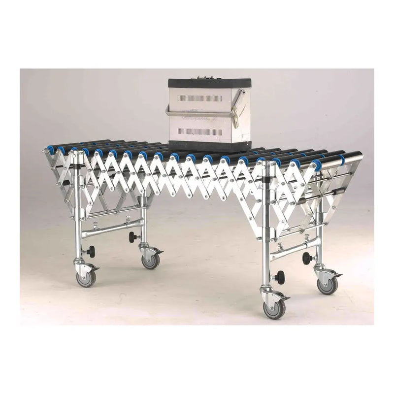 Standard duty flexible pvc roller expandable conveyor 400mm x 3.5m ext.