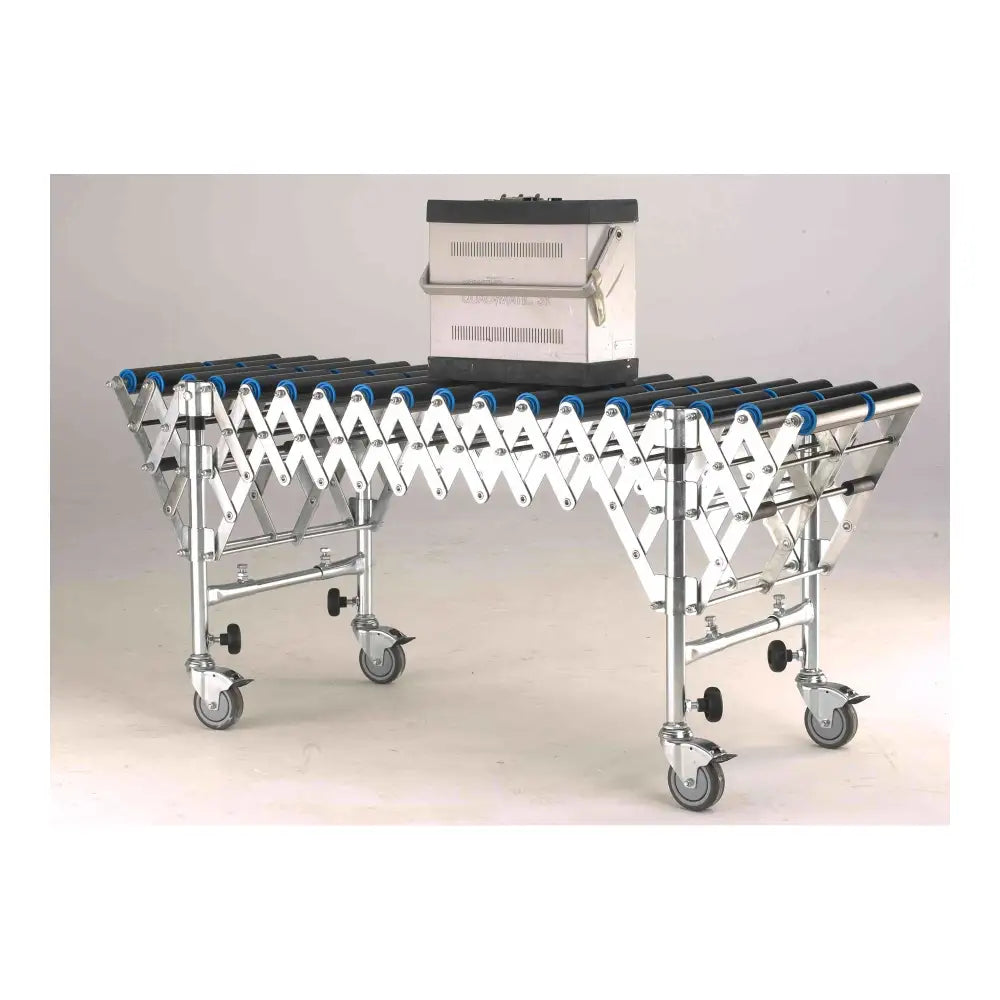 Standard duty flexible pvc roller expandable conveyor 400mm x 4.5m ext.