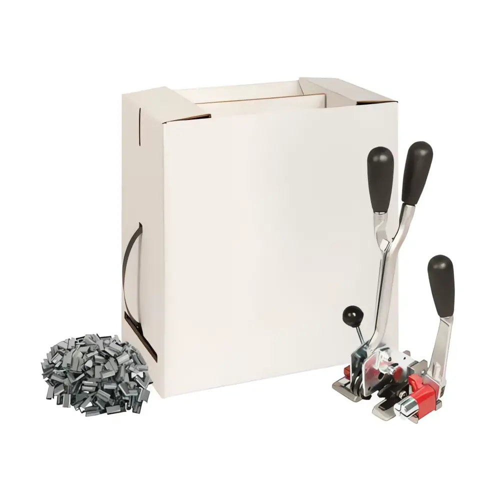 Strapping kit in a box with single combination tool