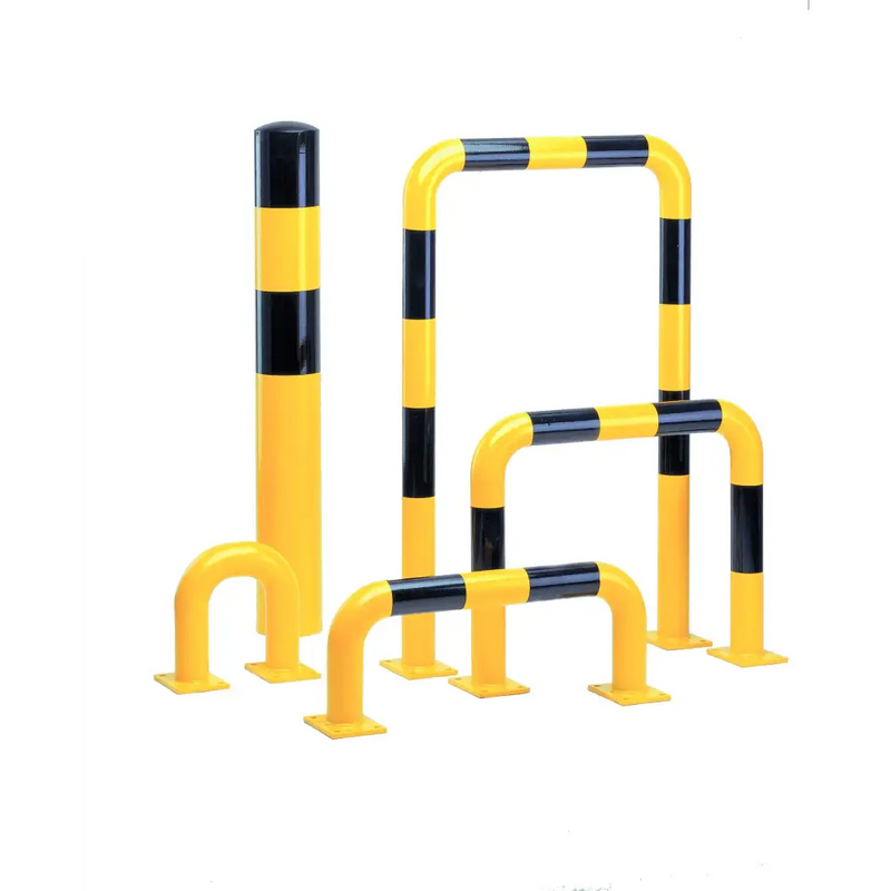 TRAFFIC LINE - Bollards Get Me Packaging Yellow with Black Bands - Sub Surface Fixing Galvanised & Powder Coated 159 x 1200