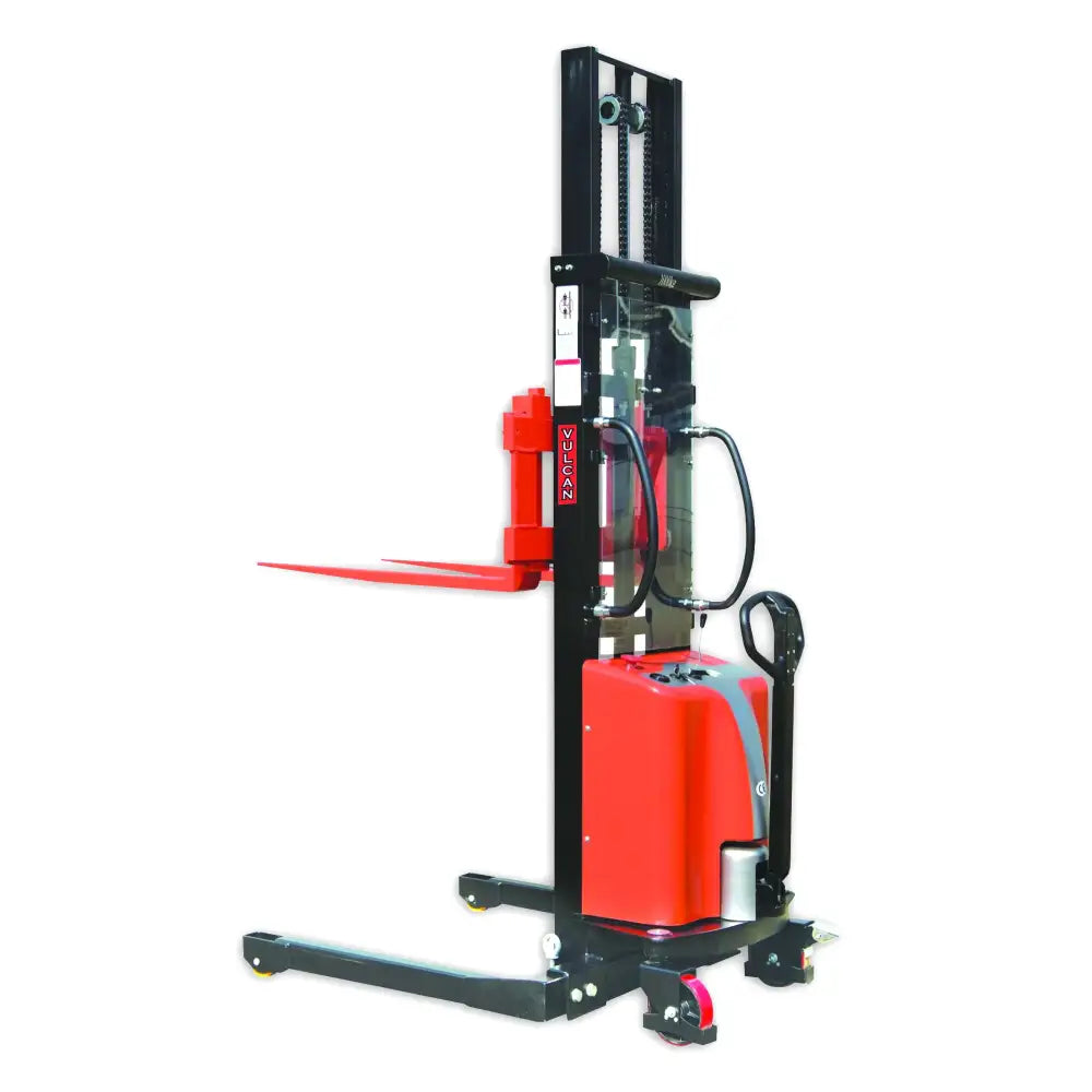 Vulcan semi electric straddle stacker with adjustable forks