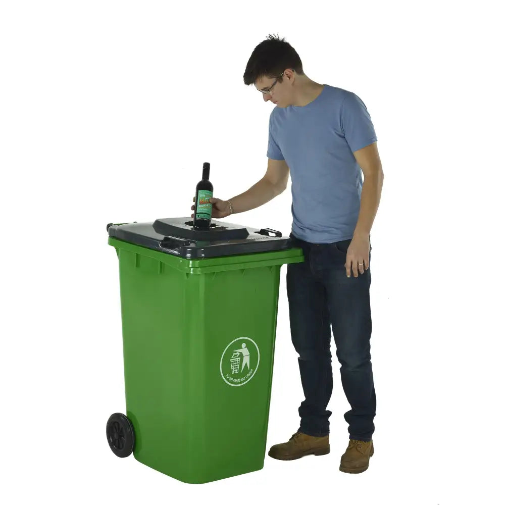 Wheeled bins with bottle hole lid