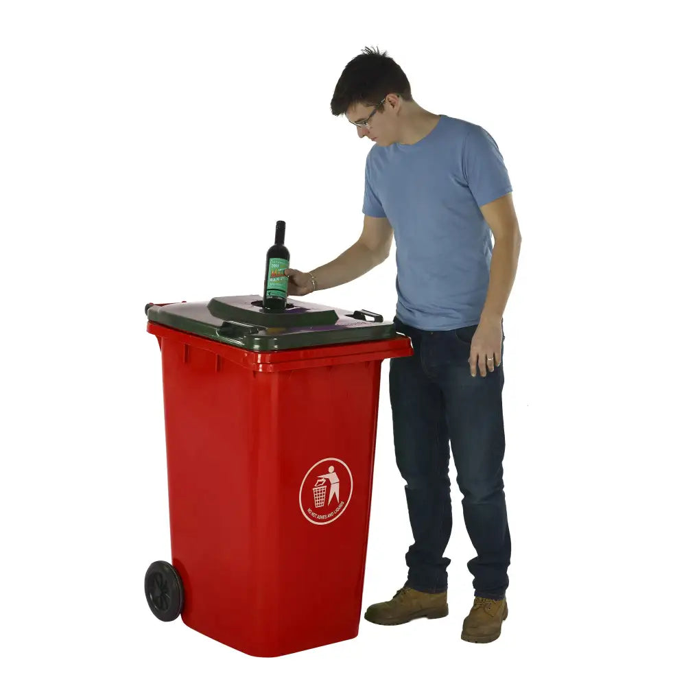 Wheeled bins with bottle hole lid