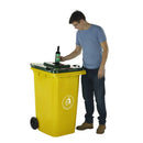 Wheeled bins with bottle hole lid