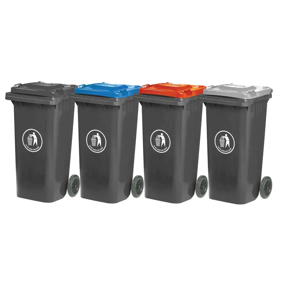 Wheeled bins with coloured lids